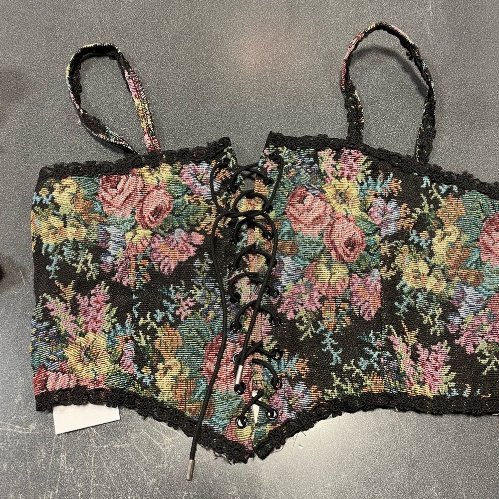 Embroidered Halter Crop Top